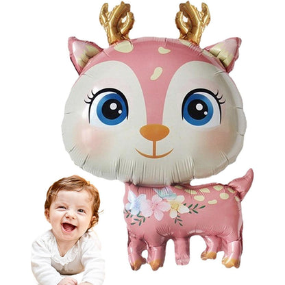 Balon din Folie Metalizata, ANGELBEAR, Mini Figurine, Model Cerb, Tematica Aniversare, 49x74.5 cm, Ambalaj Individual, Pai Inclus, Umflare cu Aer sau Heliu, Roz