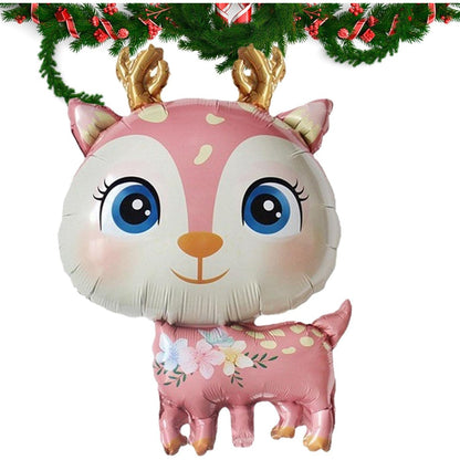 Balon din Folie Metalizata, ANGELBEAR, Mini Figurine, Model Cerb, Tematica Aniversare, 49x74.5 cm, Ambalaj Individual, Pai Inclus, Umflare cu Aer sau Heliu, Roz