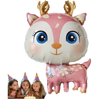 Balon din Folie Metalizata, ANGELBEAR, Mini Figurine, Model Cerb, Tematica Aniversare, 49x74.5 cm, Ambalaj Individual, Pai Inclus, Umflare cu Aer sau Heliu, Roz