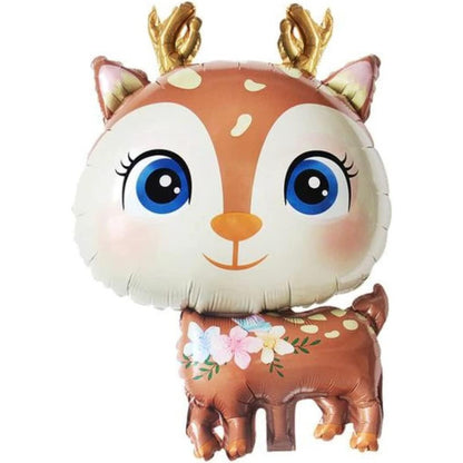 Balon din Folie Metalizata, ANGELBEAR, Mini Figurine, Model Cerb, Tematica Aniversare, 49x74.5 cm, Ambalaj Individual, Pai Inclus, Umflare cu Aer sau Heliu, Maro