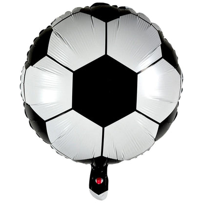 Balon din Folie Metalizata, ANGELBEAR, Mini Figurine, Model Minge de Fotbal, Tematica Aniversare, 30x24 cm, Ambalaj Individual, Pai Inclus, Umflare cu Aer sau Heliu, Alb-Negru