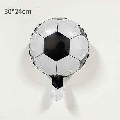 Balon din Folie Metalizata, ANGELBEAR, Mini Figurine, Model Minge de Fotbal, Tematica Aniversare, 30x24 cm, Ambalaj Individual, Pai Inclus, Umflare cu Aer sau Heliu, Alb-Negru