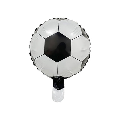 Balon din Folie Metalizata, ANGELBEAR, Mini Figurine, Model Minge de Fotbal, Tematica Aniversare, 30x24 cm, Ambalaj Individual, Pai Inclus, Umflare cu Aer sau Heliu, Alb-Negru