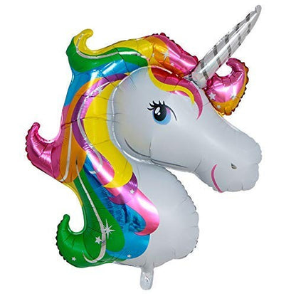 Balon din Folie Metalizata, ANGELBEAR, Mini Figurine, Model Unicorn, Tematica Aniversare, 108x88 cm, Ambalaj Individual, Pai Inclus, Umflare cu Aer sau Heliu, Multicolor