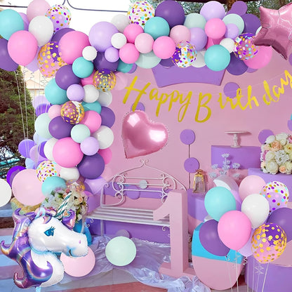 Balon din Folie Metalizata, ANGELBEAR, Mini Figurine, Model Unicorn, Tematica Aniversare, 115x76 cm, Ambalaj Individual, Pai Inclus, Umflare cu Aer sau Heliu, Multicolor