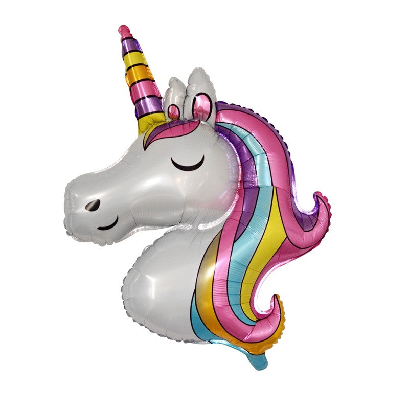 Balon din Folie Metalizata, ANGELBEAR, Mini Figurine, Model Unicorn, Tematica Aniversare, 115x76 cm, Ambalaj Individual, Pai Inclus, Umflare cu Aer sau Heliu, Multicolor
