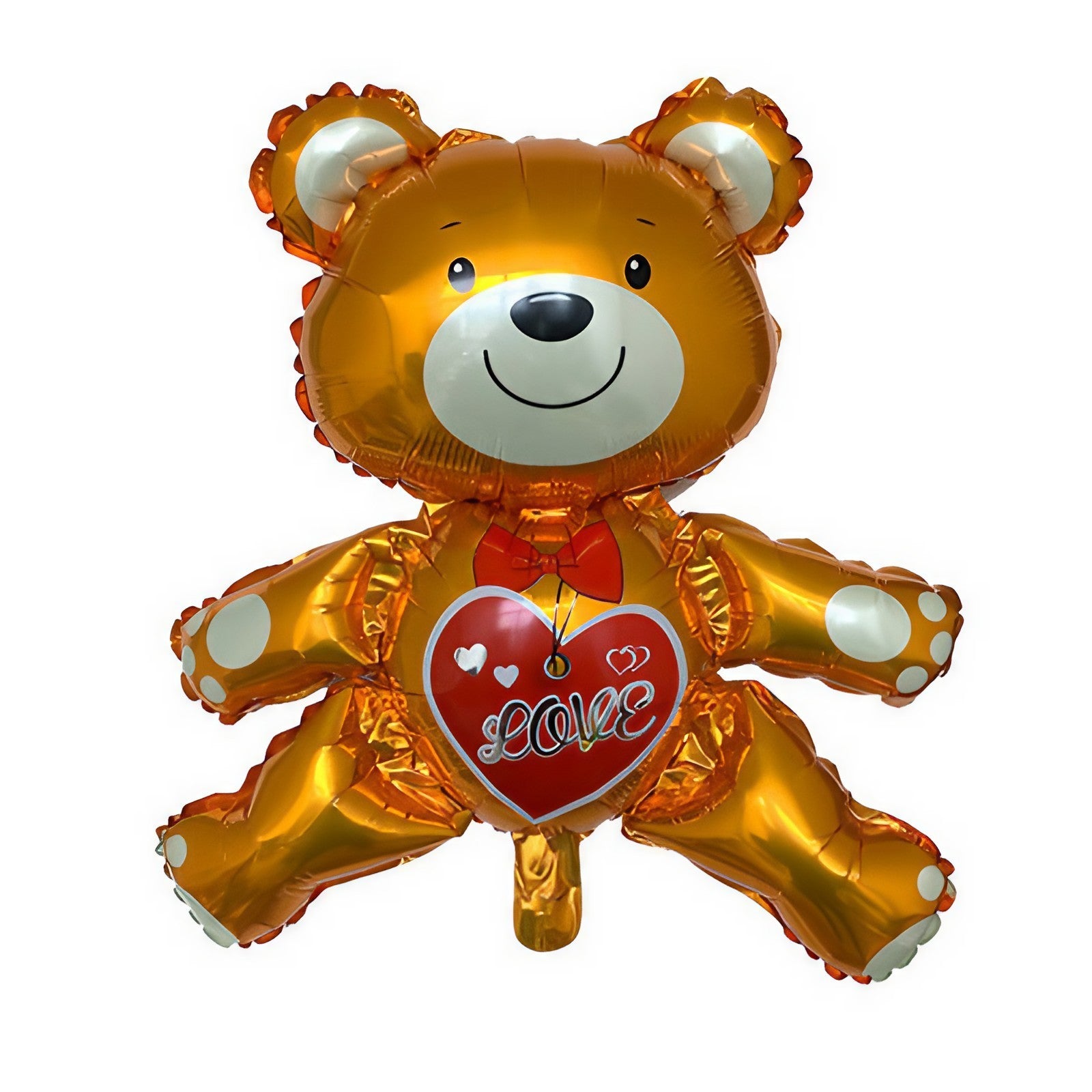 Balon din Folie Metalizata, ANGELBEAR, Figurina Urs, Model Love, Tema Ziua Indragostitilor, 60x63cm, Ambalaj Individual, Pai Inclus, Umflare cu Aer sau Heliu, Maro