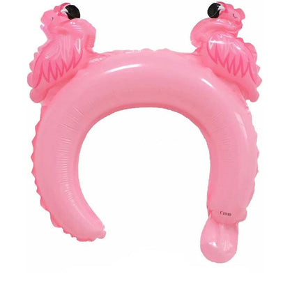 Balon din Folie Metalizata, ANGELBEAR, Tip Coronita cu Urechi, Model Flamingo, Ambalaj Individual, Pai Inclus, Umflare cu Aer sau Heliu, 28 x 27 cm, Roz