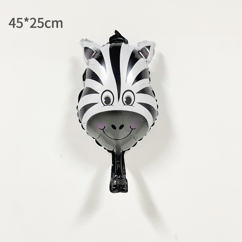 Balon din Folie Metalizata, ANGELBEAR, Mini Figurine Animalute, Model Zebra, Tematica Aniversare, 25x45 cm, Ambalaj Individual, Pai Inclus, Umflare cu Aer sau Heliu, Multicolor
