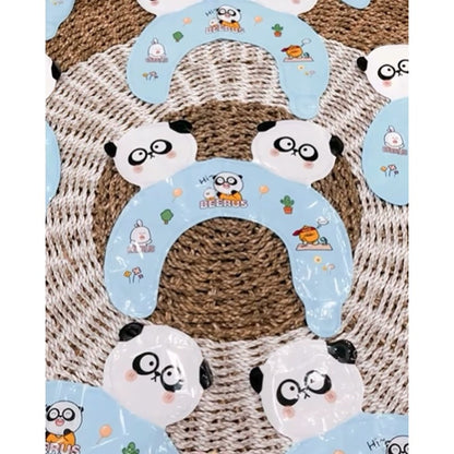 Balon din Folie Metalizata, ANGELBEAR, Tip Coronita cu Urechi, Model Panda Mirat, Ambalaj Individual, Pai Inclus, Umflare cu Aer sau Heliu, 30 x 27 cm, Bleu