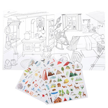 Carte de colorat cu abtibilduri Exploratori, Moulin Roty