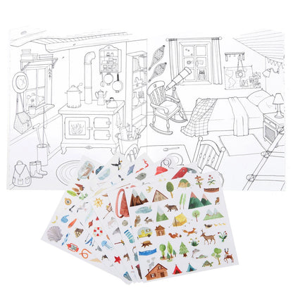 Carte de colorat cu abtibilduri Exploratori, Moulin Roty