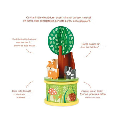 Carusel muzical cu animale de padure, Orange Tree Toys