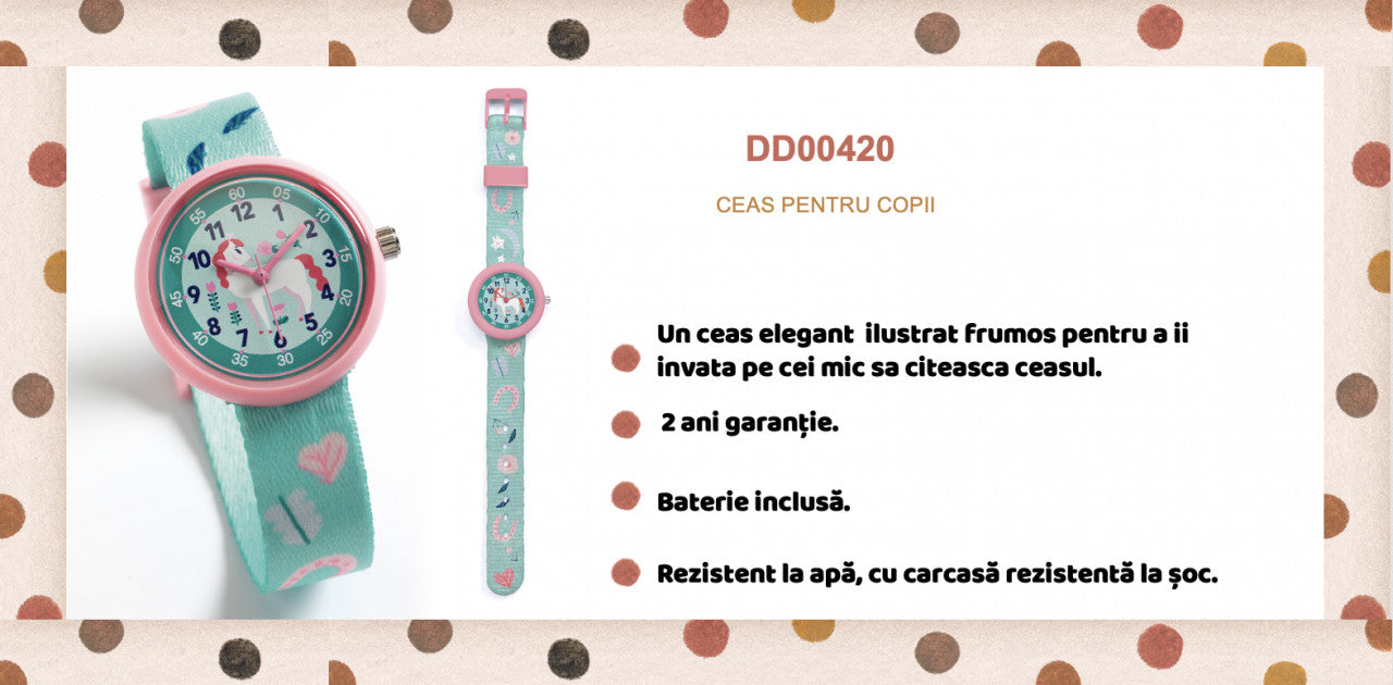 Ceas de mana Pasiune pentru cai, Djeco