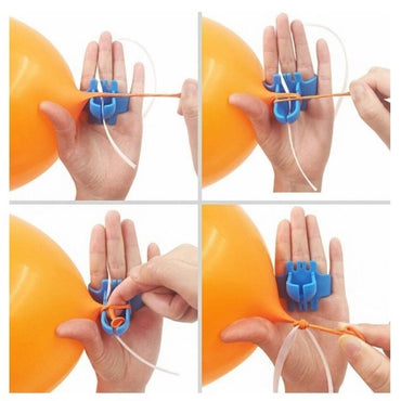Dispozitiv de Legat Baloane, ANGELBEAR, din Plastic, pentru Mana, 6.5 x 5.5 cm, Albastru