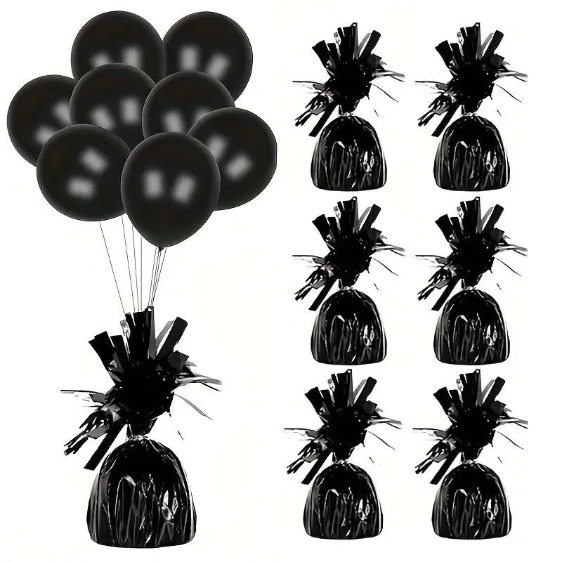 Greutate pentru Baloane cu Heliu, ANGELBEAR, din Folie cu Franjuri, 170g, 13 x 5 x 3 cm, Negru