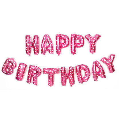 Set 13 Baloane Folie, ANGELBEAR, Tip Ghirlanda, Model Happy Birthday, 40 cm, Roz