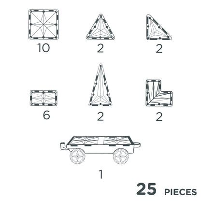 Joc magnetic de construit cu set de roti 25 piese, Cleverclixx