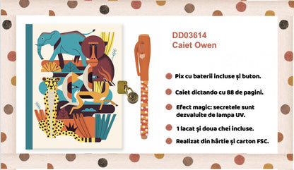 Jurnal secret cu pix magic Owen, Djeco