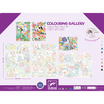 Mapa cu 3 postere de colorat motive japoneze, Djeco