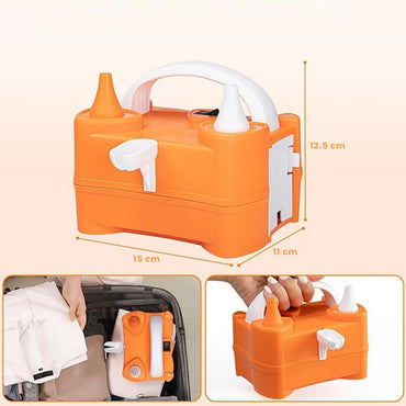 Pompa Electrica de Umflat Baloane, ANGELBEAR, cu Doua Iesiri, 220V, Putere 400W, Accesorii petrecere, Portocaliu