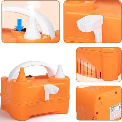 Pompa Electrica de Umflat Baloane, ANGELBEAR, cu Doua Iesiri, 220V, Putere 400W, Accesorii petrecere, Portocaliu