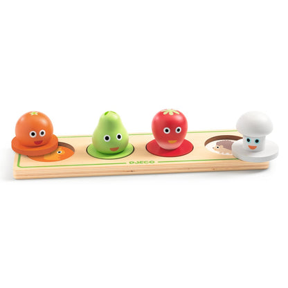 Puzzle din lemn Fructe si legume, Djeco