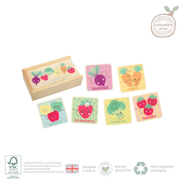 Puzzle din lemn in cutie Legume, Orange Tree Toys