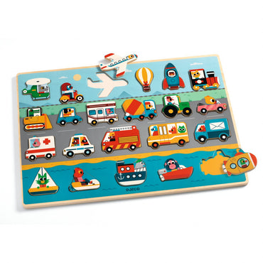 Puzzle din lemn Vroom-vroom, Djeco
