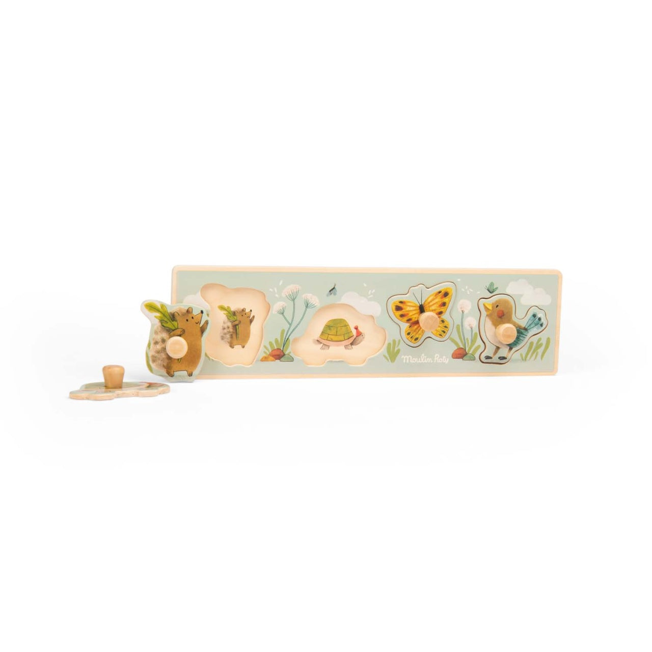 Puzzle incastru din lemn 4 animale, Moulin Roty