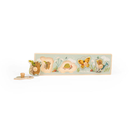 Puzzle incastru din lemn 4 animale, Moulin Roty