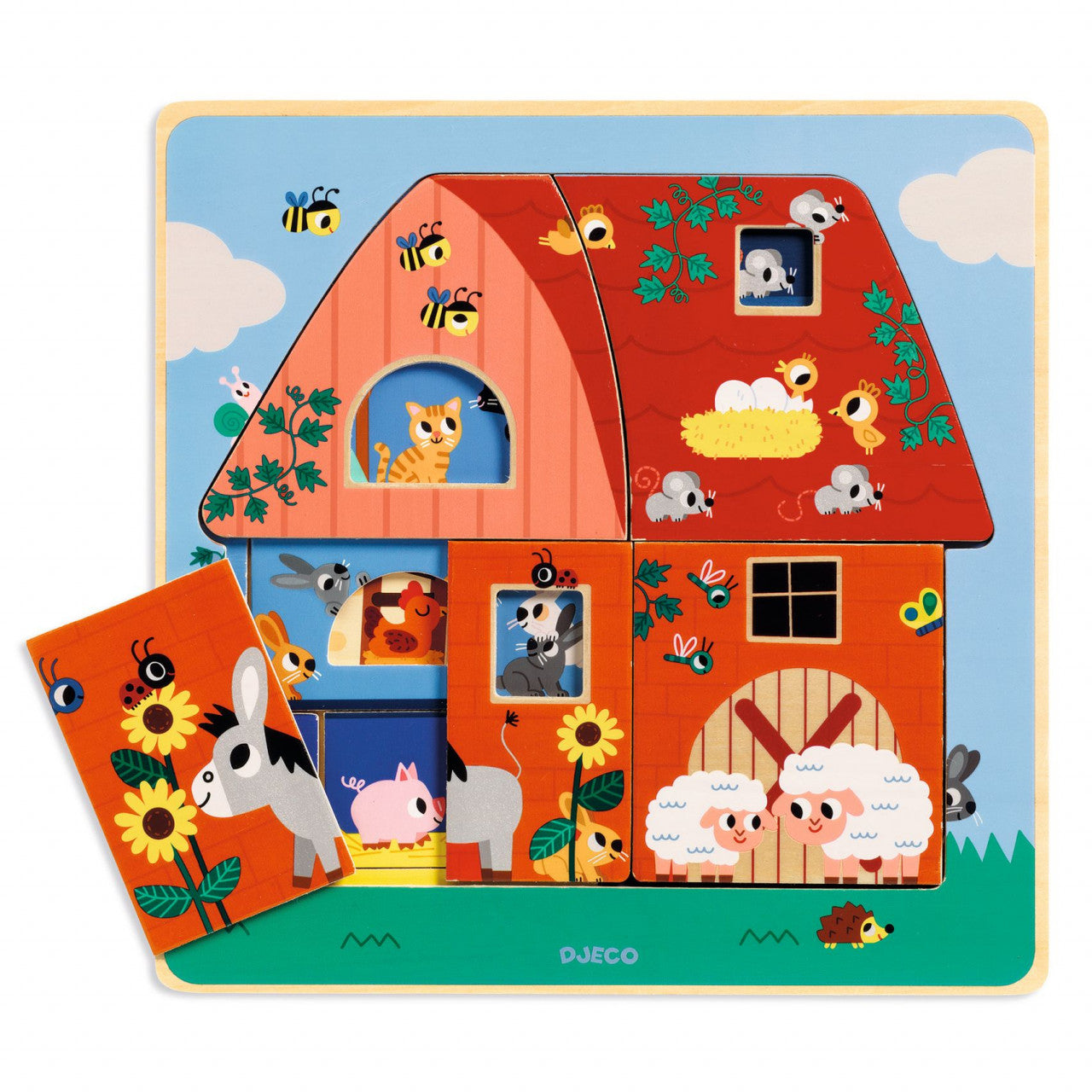 Puzzle straturi Animale de la ferma, Djeco