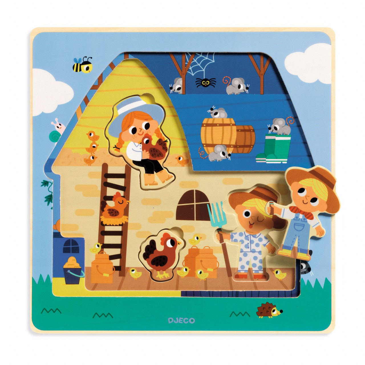 Puzzle straturi Animale de la ferma, Djeco