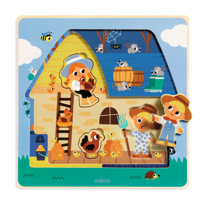 Puzzle straturi Animale de la ferma, Djeco
