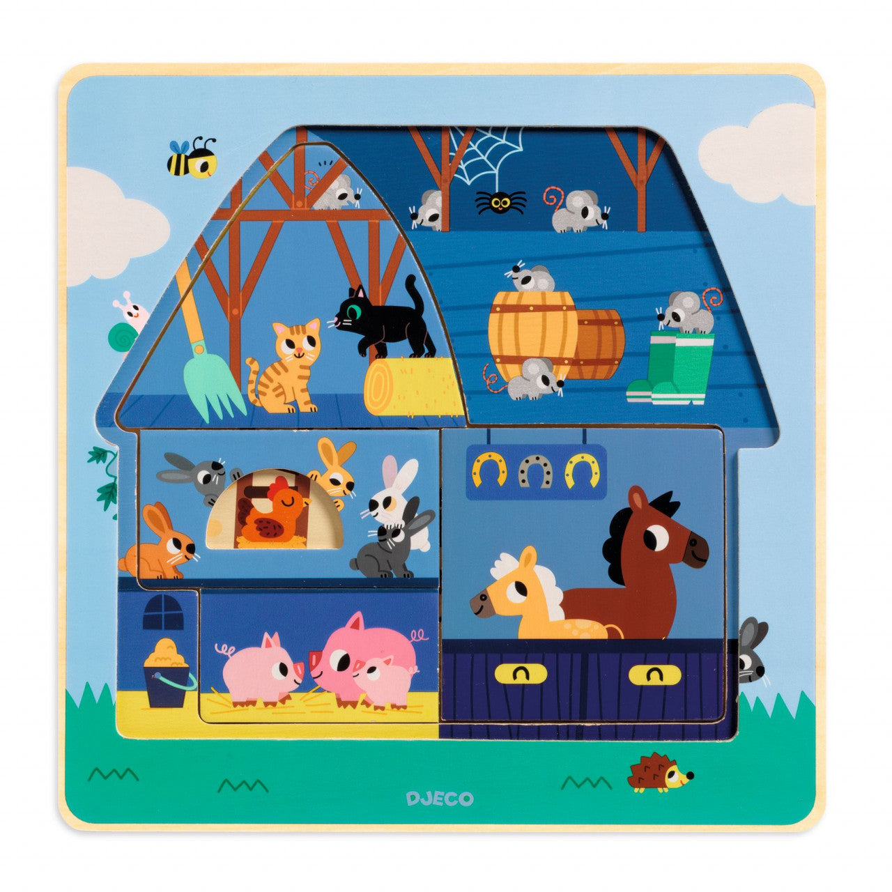Puzzle straturi Animale de la ferma, Djeco