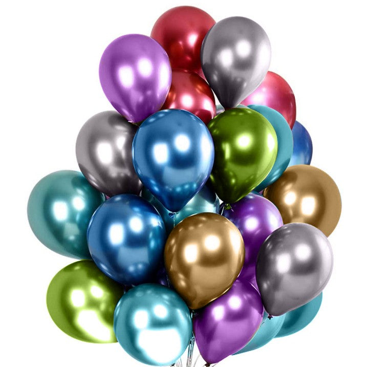 Set 10 Baloane din Latex Chrome, ANGELBEAR, Model Party, 23 cm, Multicolor, 2.2 g