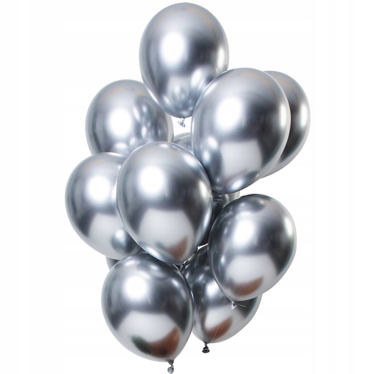 Set 10 Baloane din Latex Chrome, ANGELBEAR, Model Party, 13 cm, Silver, 1 g