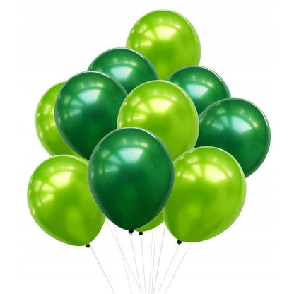 Set 10 Baloane din Latex Chrome, ANGELBEAR, Model Party, 23 cm, Diferite Nuante Verde, 2.2 g
