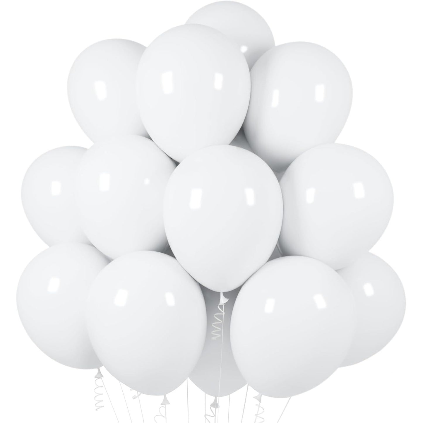 Set 10 Baloane din Latex, ANGELBEAR, Model Party, 13 cm, 1 g, Alb