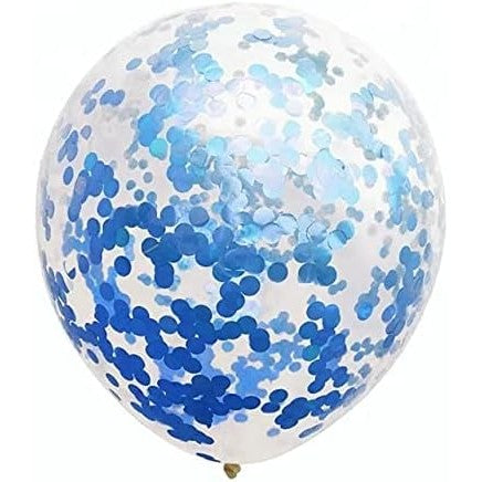 Set 10 Baloane din Latex, ANGELBEAR, Model Party Confetti, 5 x Confetti, 5 x Albastru, 25 cm, 2.2g