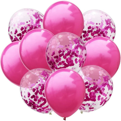 Set 10 Baloane din Latex, ANGELBEAR, Model Party Confetti, 5 x Confetti, 5 x Roz, 25 cm, 2.2g
