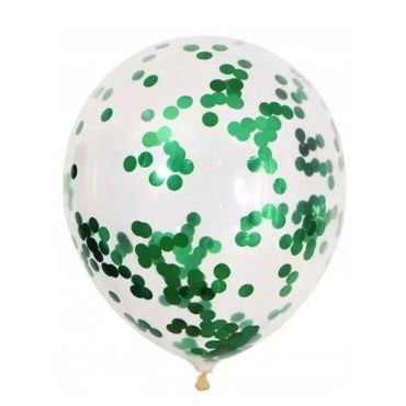 Set 10 Baloane din Latex, ANGELBEAR, Model Party Confetti, 5 x Confetti, 5 x Turcoaz, 25 cm, 2.2g