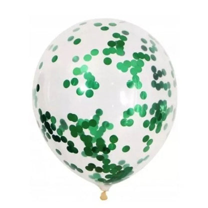 Set 10 Baloane din Latex, ANGELBEAR, Model Party Confetti, 5 x Confetti, 5 x Turcoaz, 25 cm, 2.2g