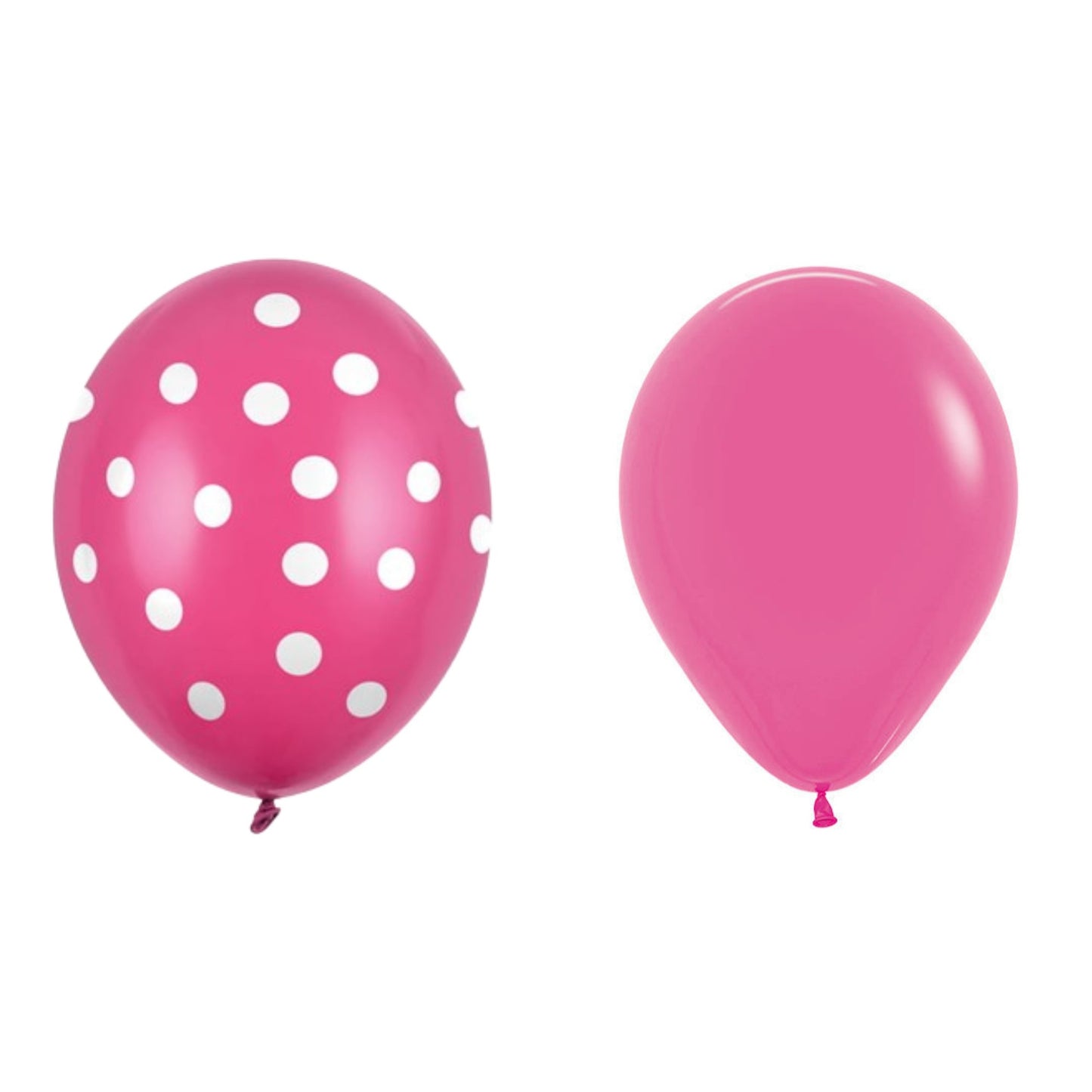 Set 10 Baloane din Latex, ANGELBEAR, Model Party cu Buline si Simple, 30 cm, Fucsia, 2.8 g