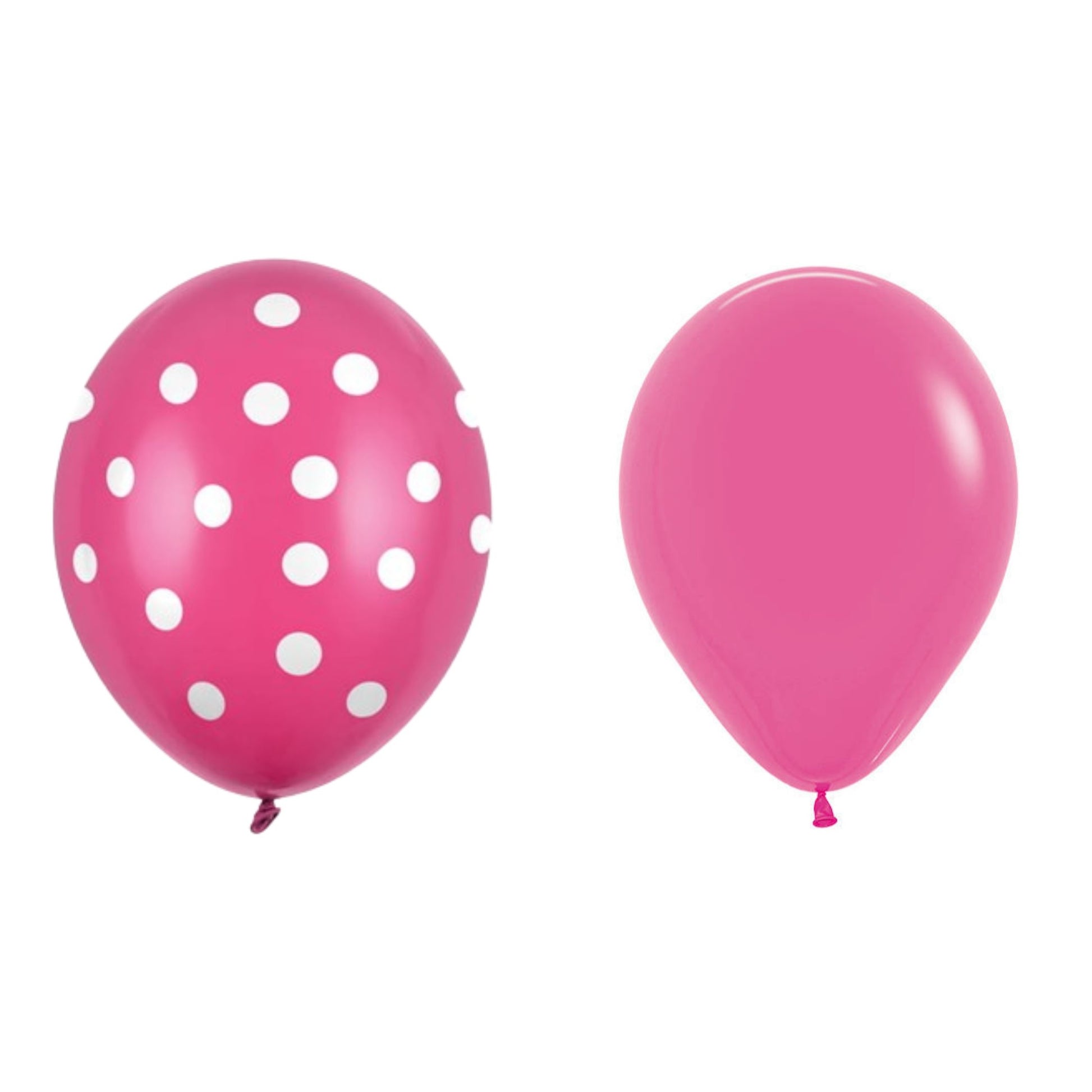 Set 10 Baloane din Latex, ANGELBEAR, Model Party cu Buline si Simple, 30 cm, Fucsia, 2.8 g