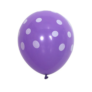 Set 10 Baloane din Latex, ANGELBEAR, Model Party cu Buline si Simple, 30 cm, Mov, 2.8 g