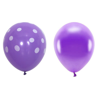 Set 10 Baloane din Latex, ANGELBEAR, Model Party cu Buline si Simple, 30 cm, Mov, 2.8 g