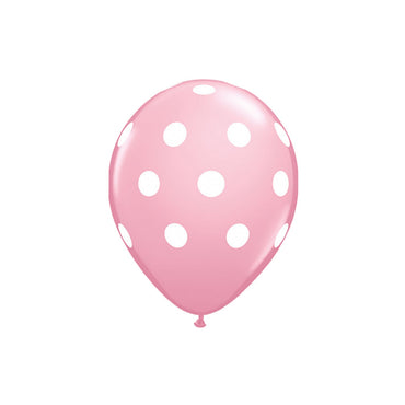 Set 10 Baloane din Latex, ANGELBEAR, Model Party cu Buline si Simple, 30 cm, Roz, 2.8 g