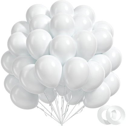 Set 10 Baloane din Latex Metalizate, ANGELBEAR, Model Party, Alb, Argintiu, 23 cm, 2.2 g