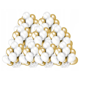 Set 10 Baloane din Latex Metalizate, ANGELBEAR, Model Party, 5x Alb, 5x Nude, 23 cm, 2.2 g